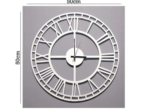 Klok Vintage 7, Wit, Zwart, 50X1,5X50 Cm, Epikasa