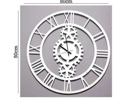 Klok Vintage 6, Wit, Zwart, 50X1,5X50 Cm, Epikasa