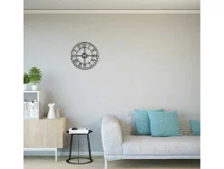 Klok Vintage 9, Zwart, Zilver, 50X1,5X50 Cm, Epikasa