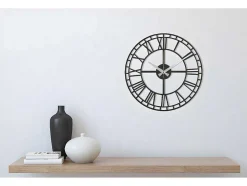 Klok Vintage 9, Zwart, Zilver, 50X1,5X50 Cm, Epikasa