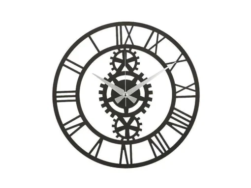 Klok Vintage 10, Zwart, Zilver, 50X1,5X50 Cm, Epikasa