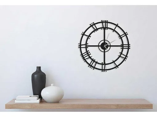 Klok Vintage 1, Zwart, Zilver, 50X0,16X50 Cm, Epikasa