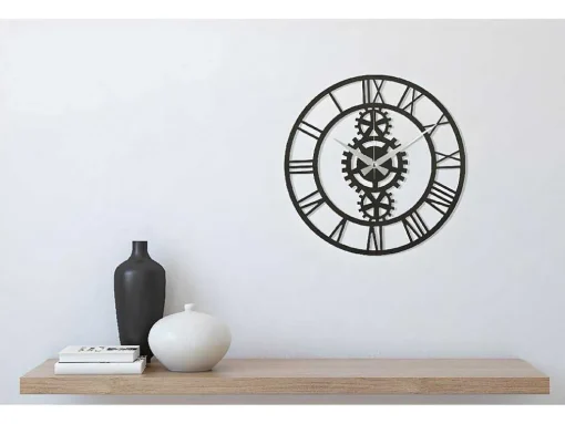 Klok Vintage 10, Zwart, Zilver, 50X1,5X50 Cm, Epikasa