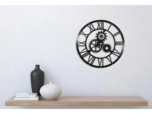 Klok Vintage, Zwart, Zilver, 50X0,16X50 Cm, Epikasa