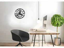 Klok Vintage, Zwart, Zilver, 50X0,16X50 Cm, Epikasa