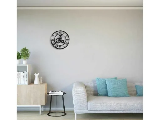 Klok Vintage, Zwart, Zilver, 50X0,16X50 Cm, Epikasa