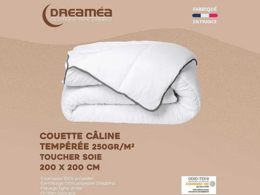 Knuffel Dekbed Silk Touch 200 X 200 Cm - 250 G/M - Wit Met Grijze Bies - Biesya