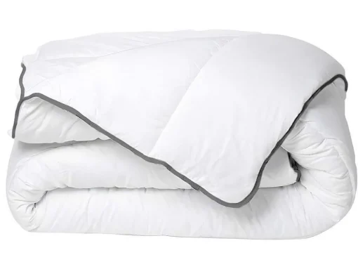 Knuffel Dekbed Silk Touch 140 X 200 Cm - 250 G/M - Wit Met Grijze Bies - Biesya