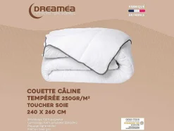 Knuffel Dekbed Silk Touch 240 X 260 Cm - 250 G/M - Wit Met Grijze Bies - Biesya