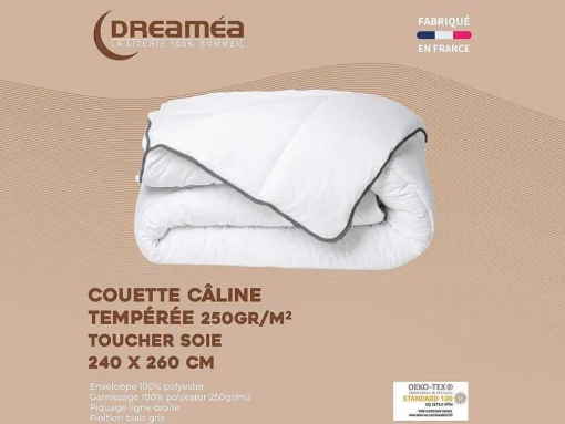 Knuffel Dekbed Silk Touch 240 X 260 Cm - 250 G/M - Wit Met Grijze Bies - Biesya
