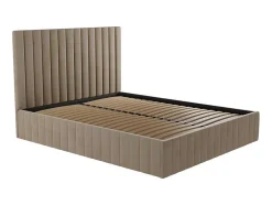 Kofferbed Met Hoofdbord Met Verticale Naden - 180 X 200 Cm - Velours - Taupe - Larali - Van Pascal Morabito