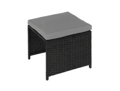 Krukje Van Poly-Rattan Mcw-K35, Zwart, Kussen Lichtgrijs
