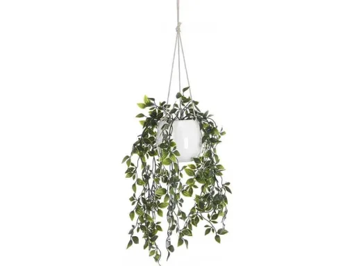 Kunsthangplant Met Pot Van Keramiek - H70 X L20 Cm - Groen - Bahiana