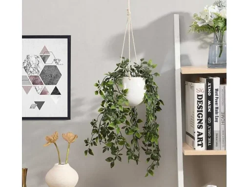Kunsthangplant Met Pot Van Keramiek - H70 X L20 Cm - Groen - Bahiana