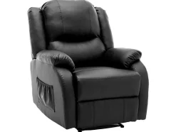 Kunstleer Handmatig Verstelbare Relaxfauteuil Met Zijvak - Zwart