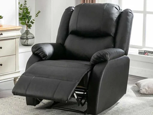 Kunstleer Handmatig Verstelbare Relaxfauteuil Met Zijvak - Zwart