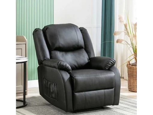 Kunstleer Handmatig Verstelbare Relaxfauteuil Met Zijvak - Zwart
