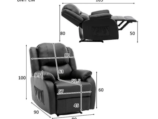 Kunstleer Handmatig Verstelbare Relaxfauteuil Met Zijvak - Zwart