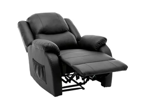 Kunstleer Handmatig Verstelbare Relaxfauteuil Met Zijvak - Zwart