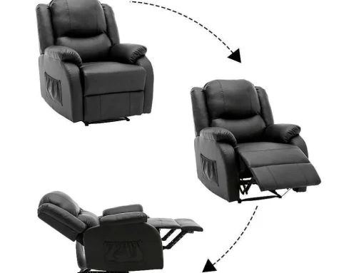 Kunstleer Handmatig Verstelbare Relaxfauteuil Met Zijvak - Zwart