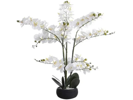Kunstorchidee Met Pot Van Cement - H65 X B54 Cm - Wit - Tara