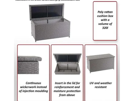 Kussenbox Van Polyrattan Mcw-D88 Iii, Basic Grijs, 80X160X94Cm 950L
