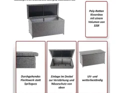 Kussenbox Van Polyrattan Mcw-D88 Iii, Basic Grijs, 80X160X94Cm 950L