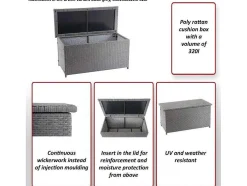 Kussenbox Van Polyrattan Mcw-D88 Iii, Basic Zwart, 63X135X52Cm 320L