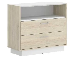 Ladekast - 2 Lades En 1 Nis - Naturelkleur En Wit - Leandre