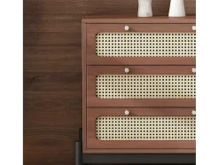 Ladekast - 3 Pvc Rotan Lades Met Zwarte Poten - Bruin