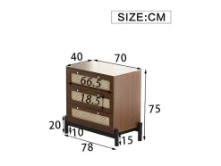 Ladekast - 3 Pvc Rotan Lades Met Zwarte Poten - Bruin