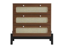 Ladekast - 3 Pvc Rotan Lades Met Zwarte Poten - Bruin