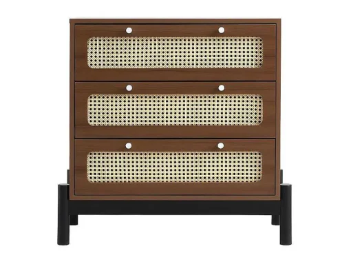 Ladekast - 3 Pvc Rotan Lades Met Zwarte Poten - Bruin