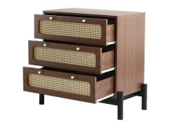 Ladekast - 3 Pvc Rotan Lades Met Zwarte Poten - Bruin