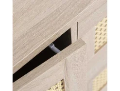 Ladekast 120 X 82 X 40 Cm Met 2 Deuren En 3 Laden In Rotan En Sonoma Eiken, Verstelbare Plank, Beige