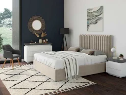 Ladekast Halo Ii - 6 Lades - Gelakt Mdf - Met Ledverlichting - Kleur: Wit En Beton
