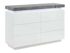 Ladekast Halo Ii - 6 Lades - Gelakt Mdf - Met Ledverlichting - Kleur: Wit En Beton