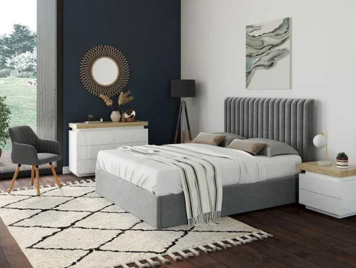 Ladekast Halo Ii - 6 Lades - Gelakt Mdf - Met Ledverlichting - Kleur: Wit En Eiken