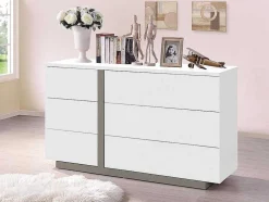 Ladekast Napoli - 6 Laden - Wit En Taupe
