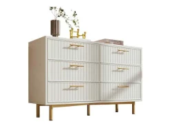 Ladekast Versierd Met Verticale Strepen - 6 Lades - Wit