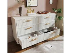 Ladekast Versierd Met Verticale Strepen - 6 Lades - Wit