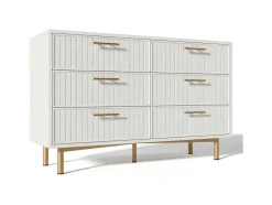 Ladekast Versierd Met Verticale Strepen - 6 Lades - Wit