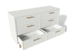 Ladekast Versierd Met Verticale Strepen - 6 Lades - Wit