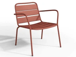 Lage Opstapelbare Tuinfauteuil + Voetensteun - Metaal - Terracotta - Mirmande