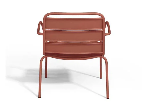 Lage Opstapelbare Tuinfauteuil + Voetensteun - Metaal - Terracotta - Mirmande