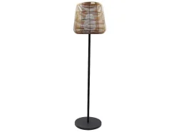 Led Buiten Staande Lamp Van Metaal - H. 150 Cm - Zwart En Natuurlijk - Carbini