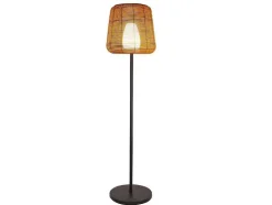 Led Buiten Staande Lamp Van Metaal - H. 150 Cm - Zwart En Natuurlijk - Carbini