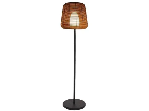 Led Buiten Staande Lamp Van Metaal - H. 150 Cm - Zwart En Natuurlijk - Carbini