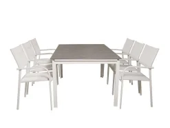 Levels Tuinmeubelset Tafel 100X160/240Cm En 6 Stoel Santorini Wit, Grijs.