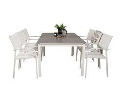 Levels Tuinmeubelset Tafel 100X160/240Cm En 6 Stoel Santorini Wit, Grijs.